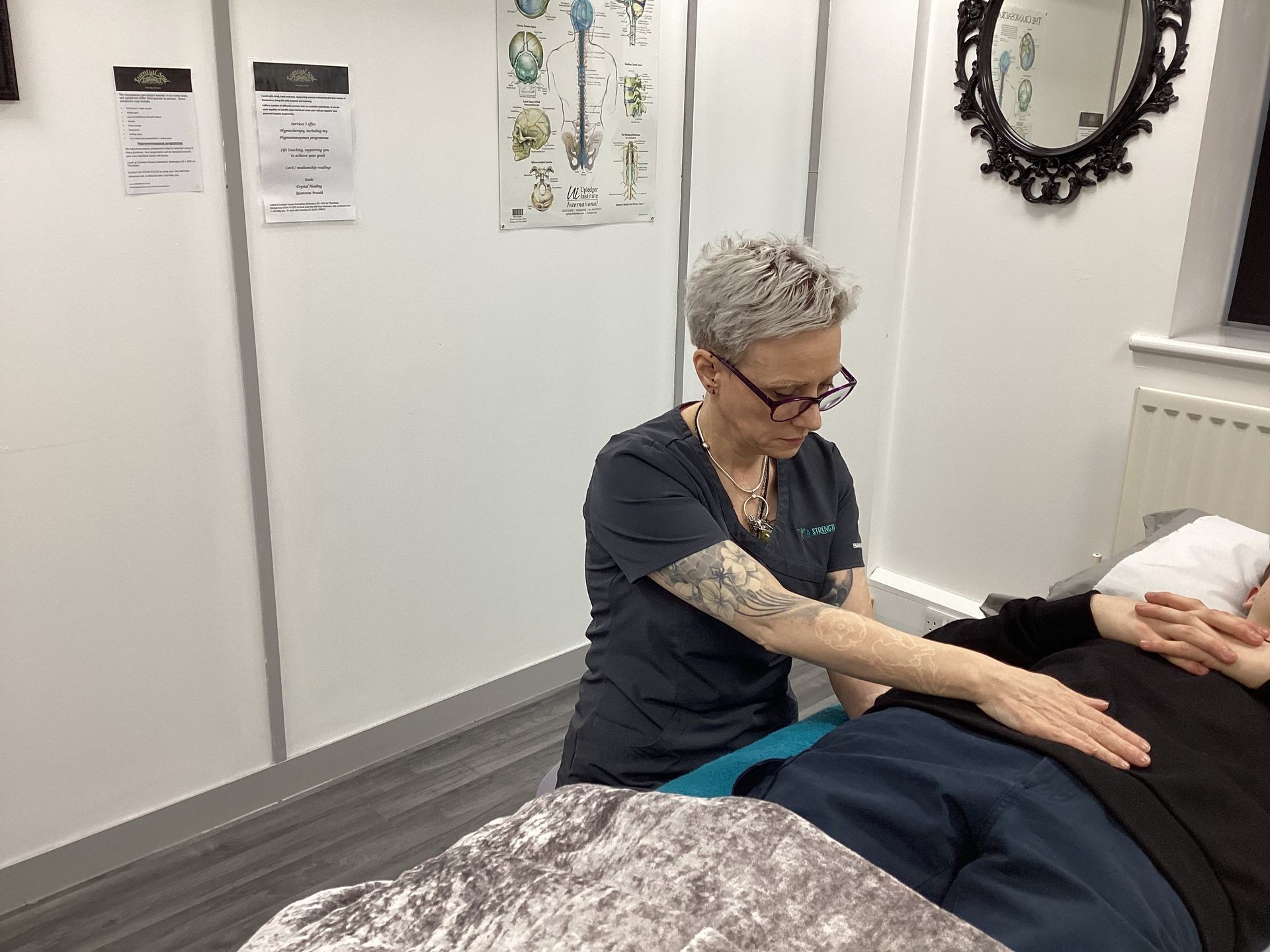 A patient having craniosacral therapy with jacky at a strength in you darlington A patient having craniosacral therapy with jacky at a strength in you darlington